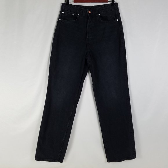 Divided Denim - Divided Jeans Womens 8 High Rise Straight Leg Button Fly Dark Wash Black Denim